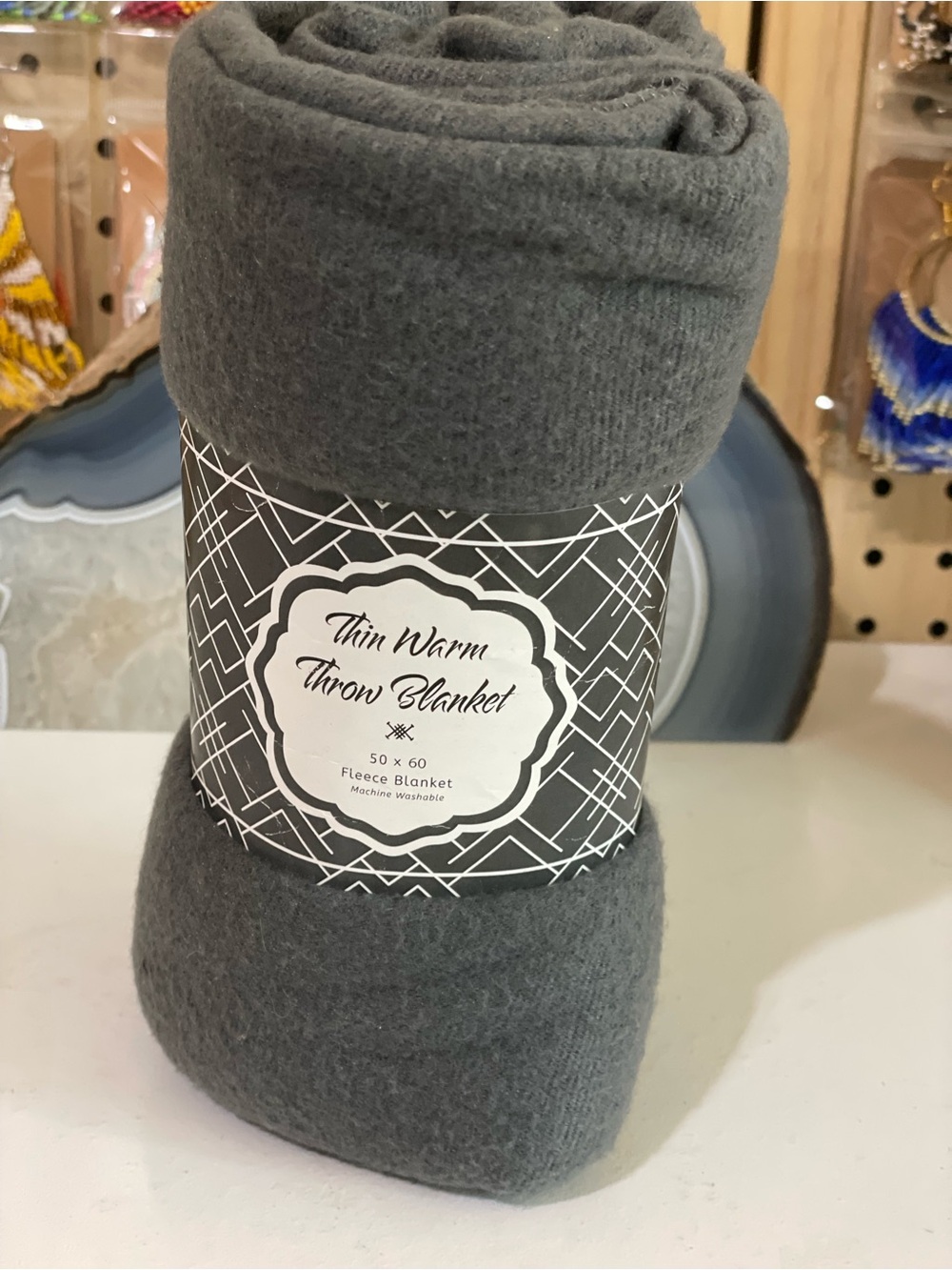 Amazon Gray Thin Warm Fleece Throw Blanket